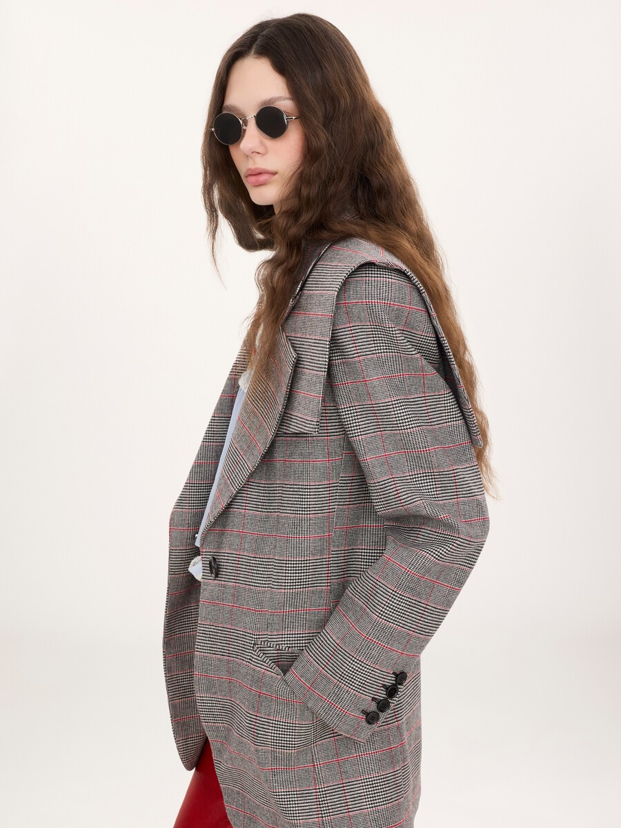 Single-breasted tailored jacket in Prince of Wales wool - 4