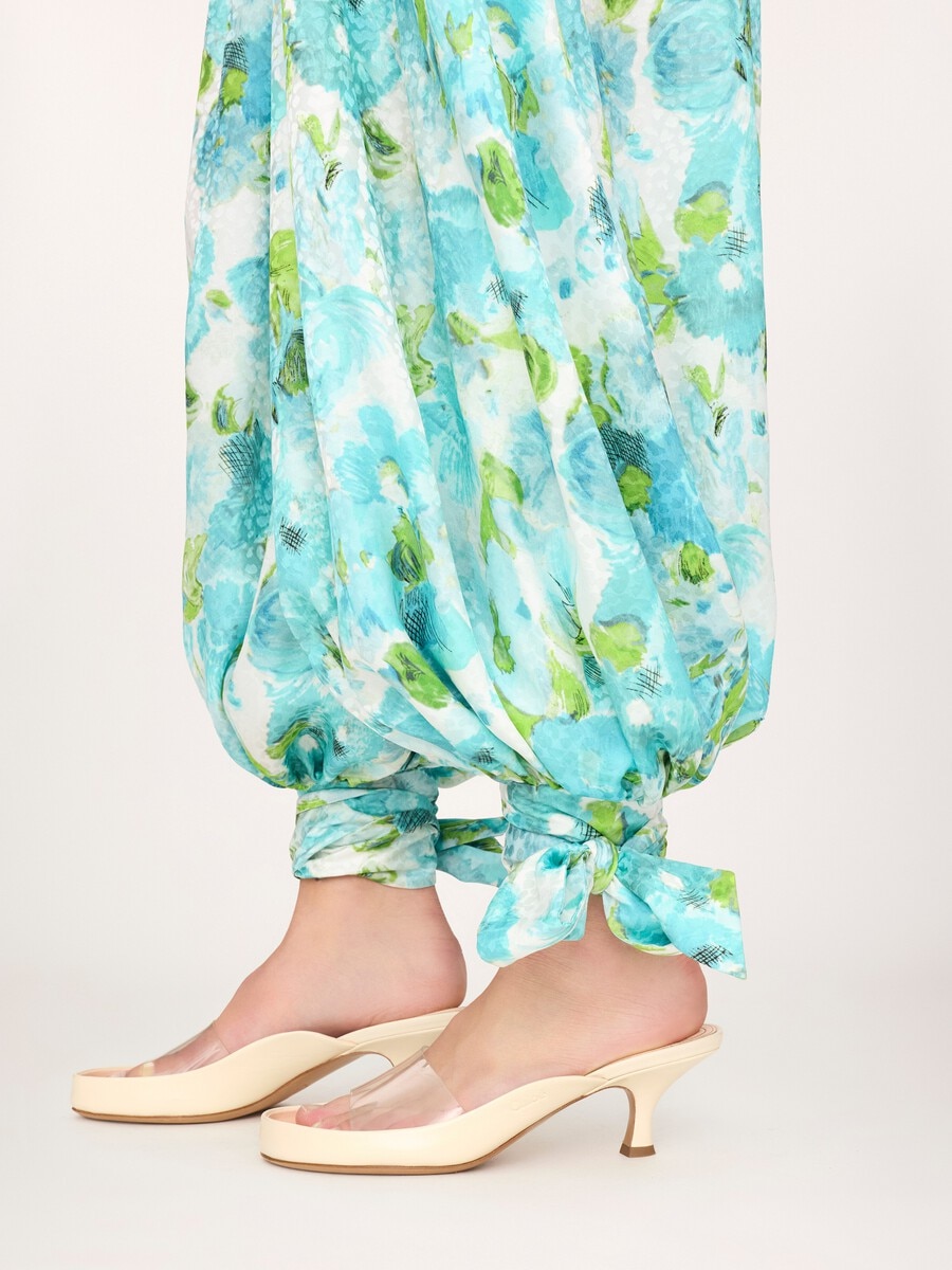 Fluid pleated pants in silk jacquard - 5