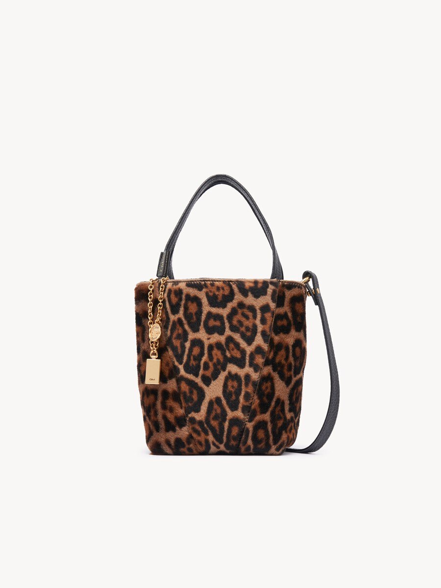 Bolso tote peque&ntilde;o Chlo&eacute; Spin de cuero de borrego con estampado de leopardo - 1