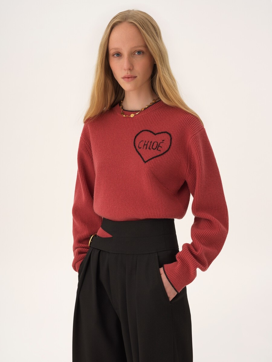Cropped fitted logo sweater in a wool knit - 4