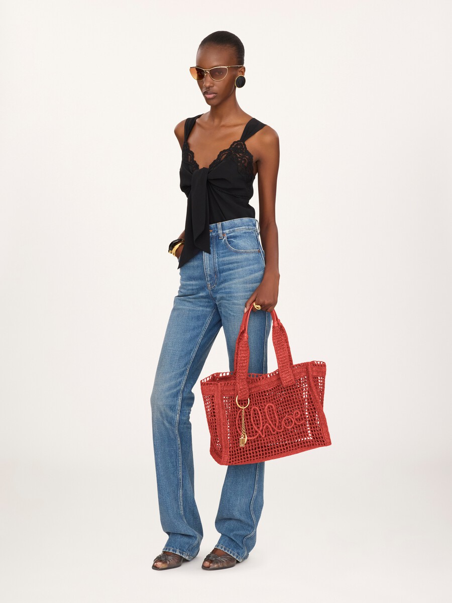 Summer Banana east-west tote bag in raffia - 8