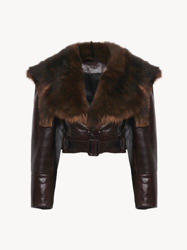 Cropped fitted jacket in leather - 2