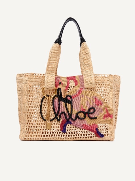 Summer Banana east-west tote bag in raffia