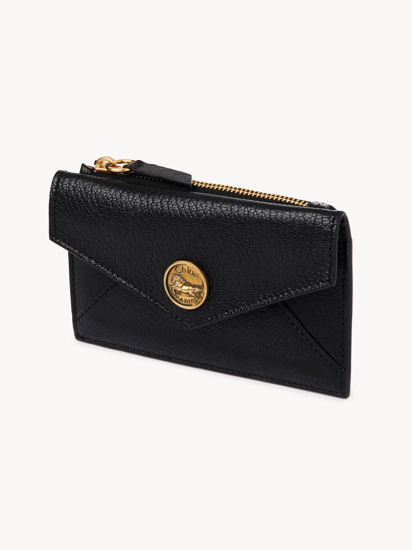Small Envelope purse with card slots in grained leather - 2.0
