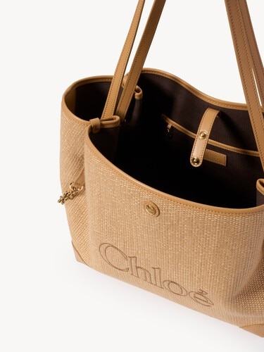 Chlo&eacute; Clover double carry bag in raffia-effect fibers - 5