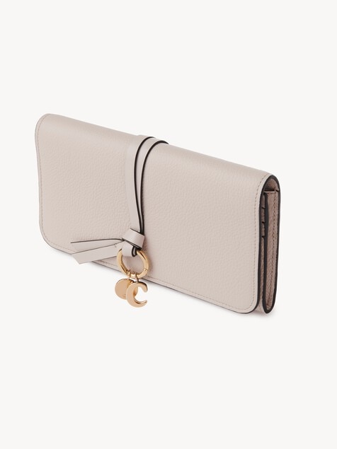 Alphabet wallet with flap in grained leather
