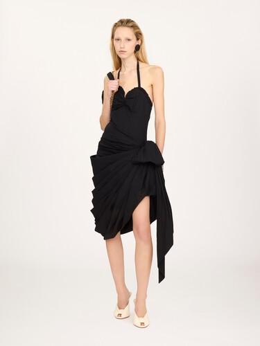 Wrapped halterneck dress in cotton poplin - 3