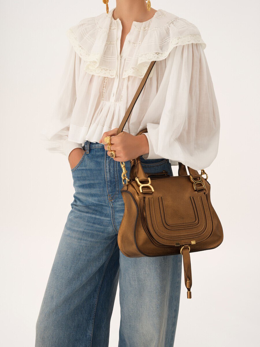 Bolso Marcie peque&ntilde;o de cuero metalizado - 3
