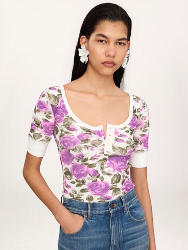 Short-sleeve Henley shirt in cotton jersey - 4