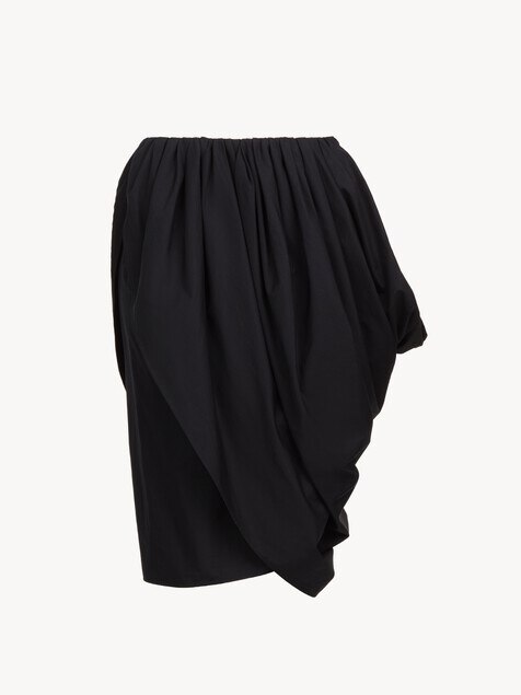 Knee-length wrap skirt in cotton poplin