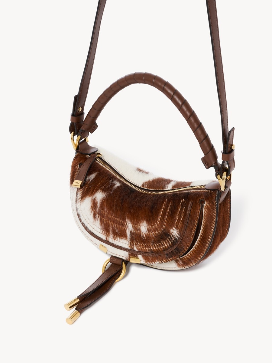 Mini sac port&eacute; &eacute;paule Marcie en cuir fa&ccedil;on poulain - 4