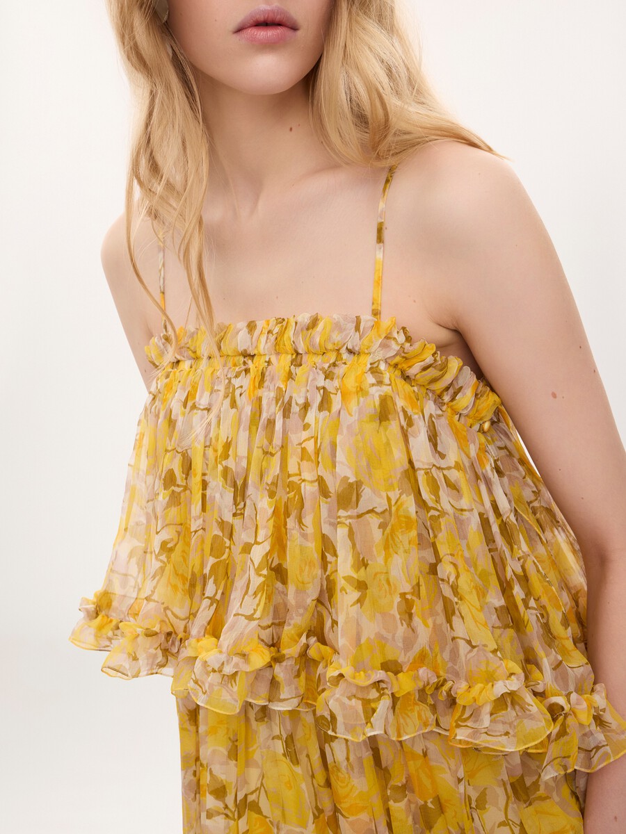 Thin-strap long dress in silk mousseline - 6