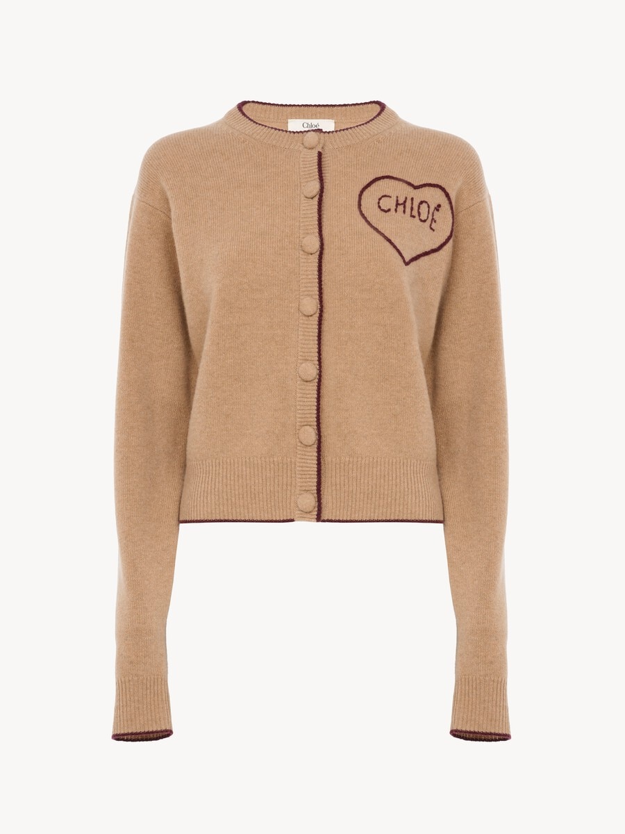Fitted logo cardigan in a wool & cashmere knit - 2