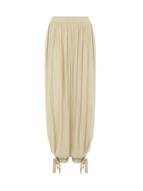 Fluid pleated pants in washed technical satin