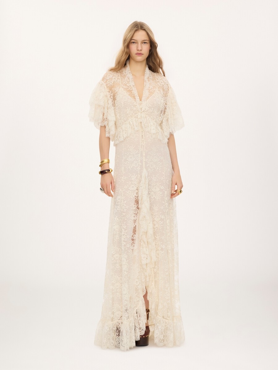 Long ruffled dress in lace - 3