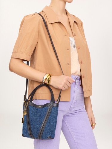 Small Chlo&eacute; Spin tote bag in denim - 4