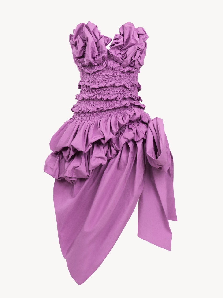 Ruched bustier midi dress in cotton poplin - Packshot