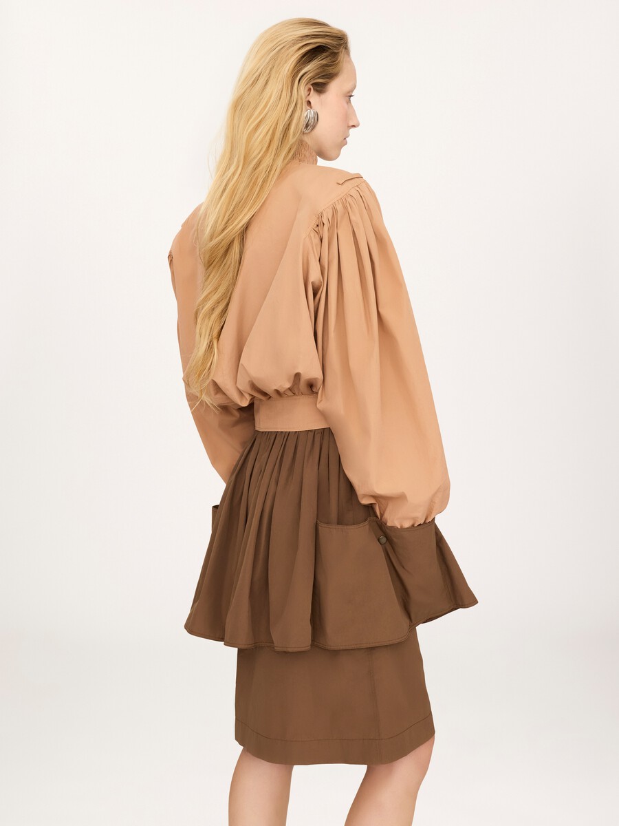 Gathered cropped jacket in cotton poplin - 5