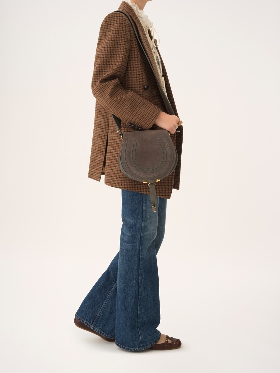 Marcie saddle bag in suede leather - 10