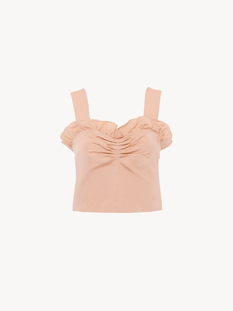 Cropped fitted tank top in technical taffeta