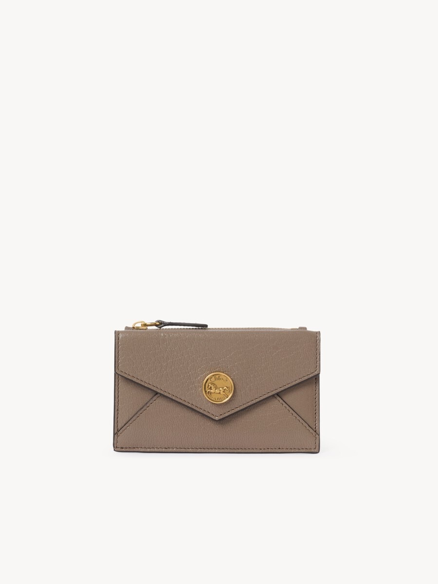 Small Envelope purse with card slots in grained leather - 1