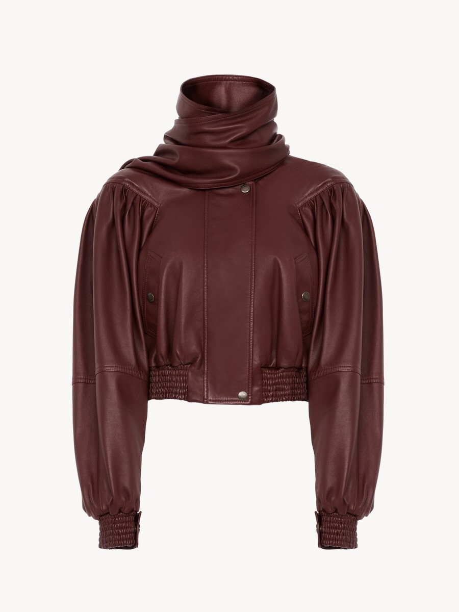 Chaqueta cropped con pa&ntilde;uelo de cuero - 2