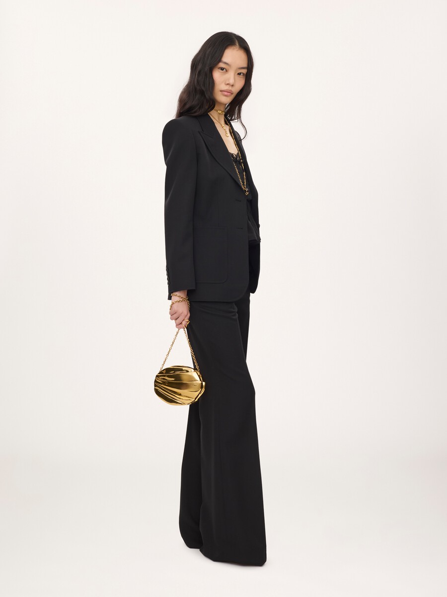 Chlo&eacute; Pliss&eacute; minaudi&egrave;re with chain in copper & brass - 7