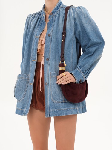 Mini Bracelet Hobo bag in suede leather - 11