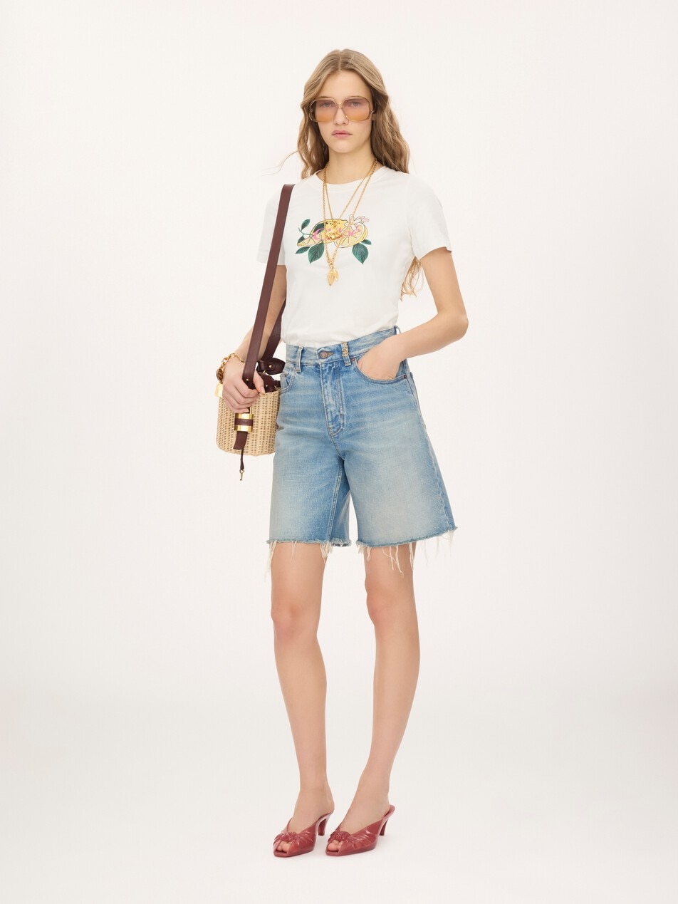 High-rise shorts in denim