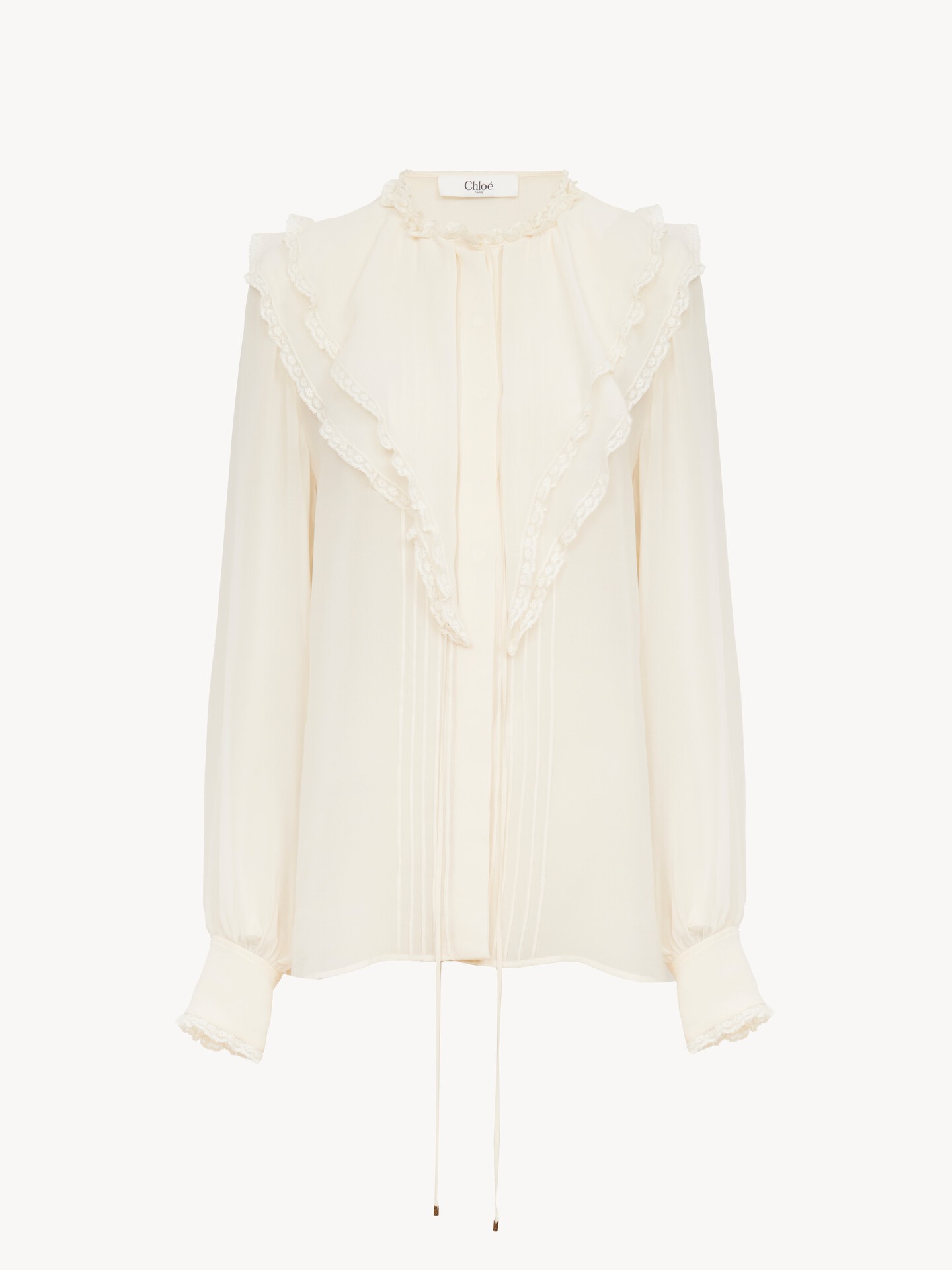 Blouse &agrave; volants en georgette de soie - 2.0
