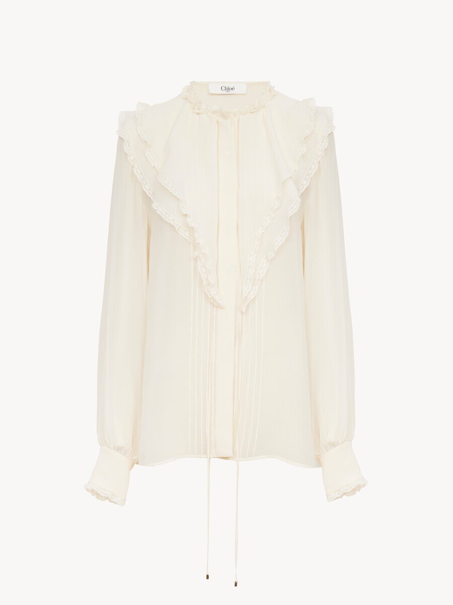 Blouse &agrave; volants en georgette de soie - 2