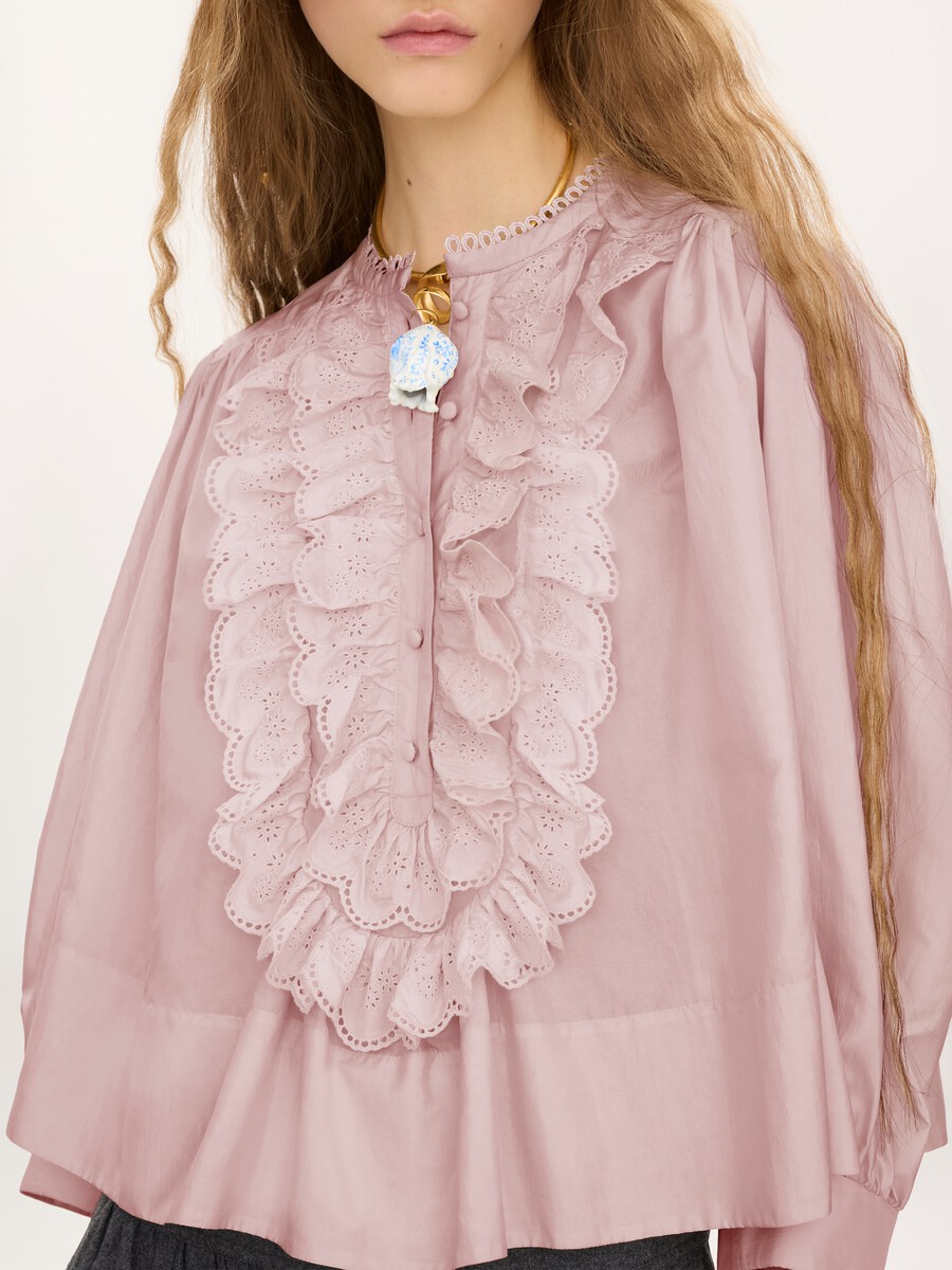 Gathered ruffle top in technical taffeta - 5