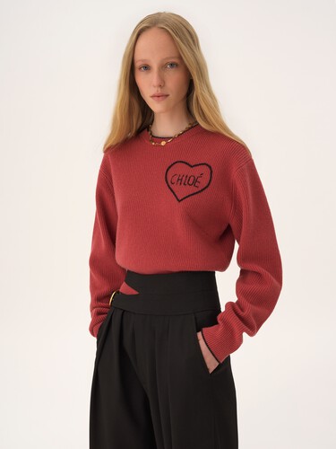 Cropped fitted logo sweater in a wool knit - 4