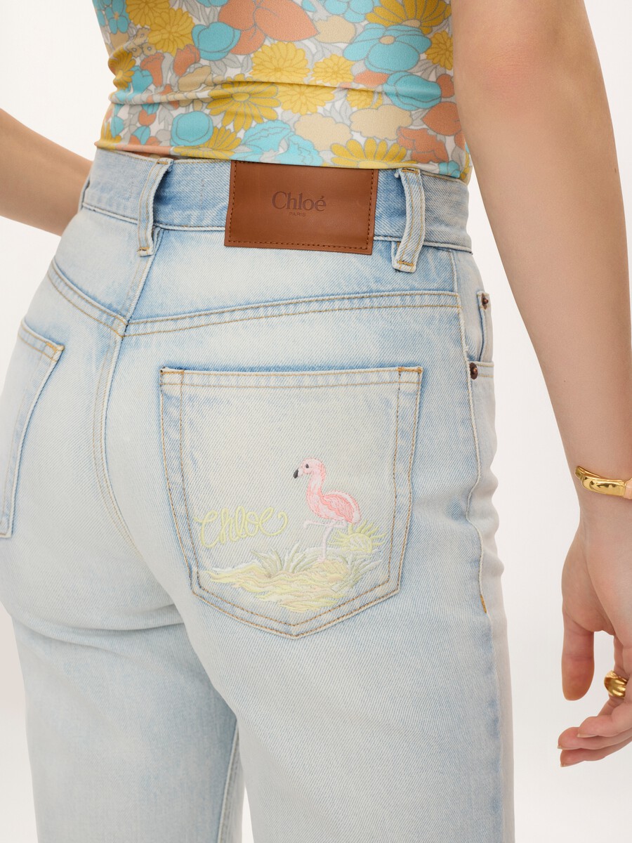 High-rise cropped jeans in denim - 5