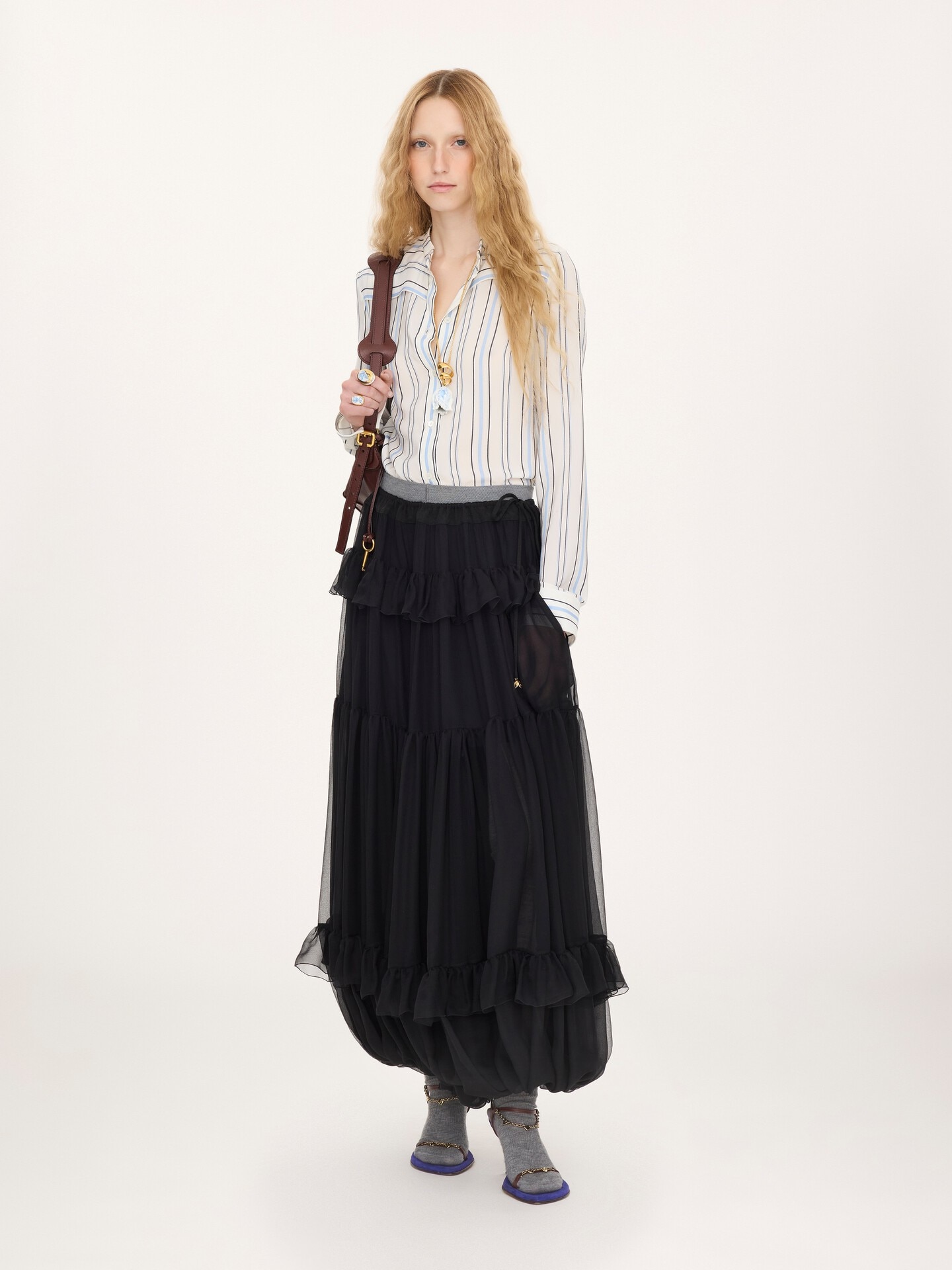 Fluid pleated pants in silk mousseline - 1.0