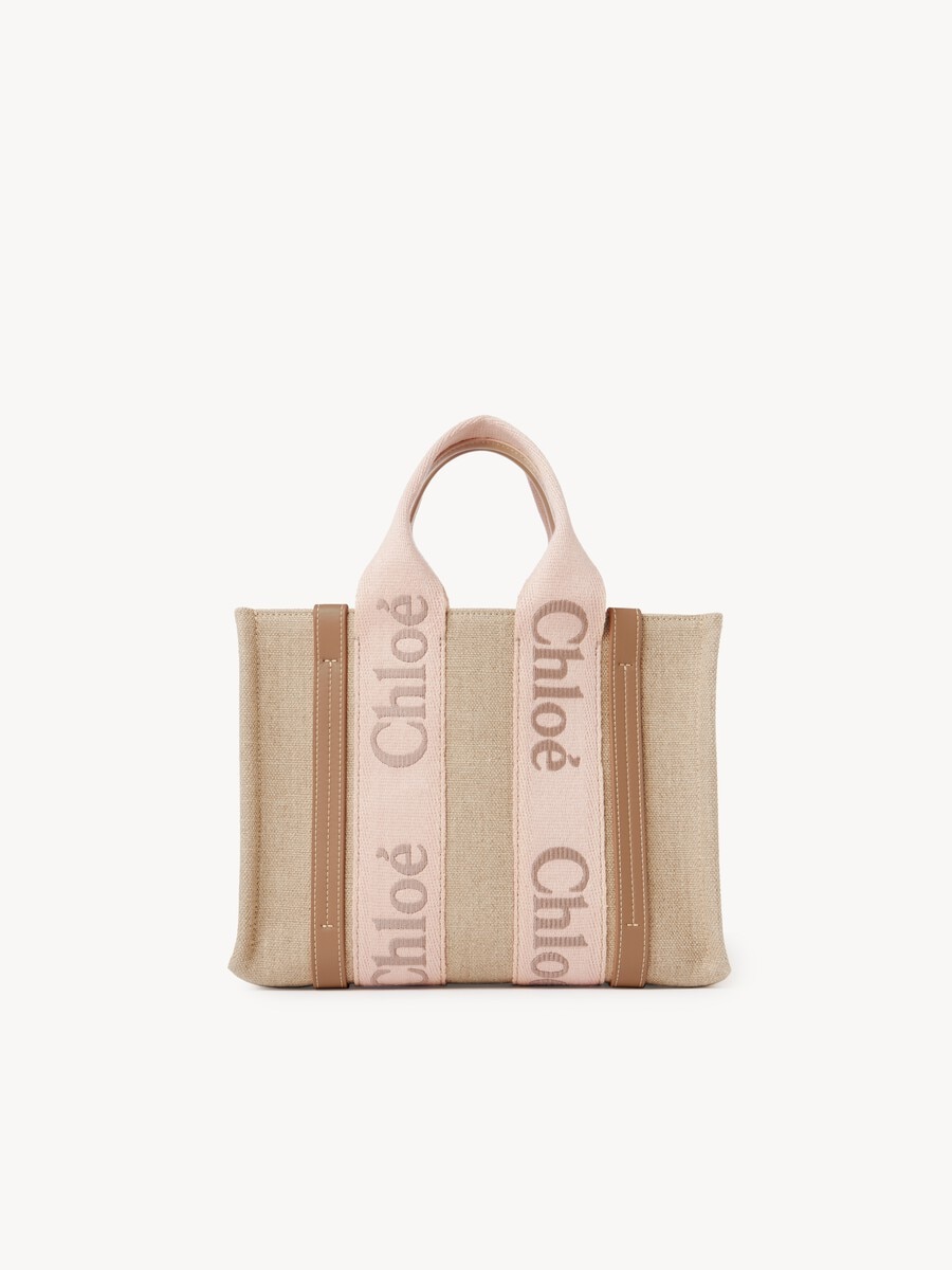Small Woody tote bag in linen - 4