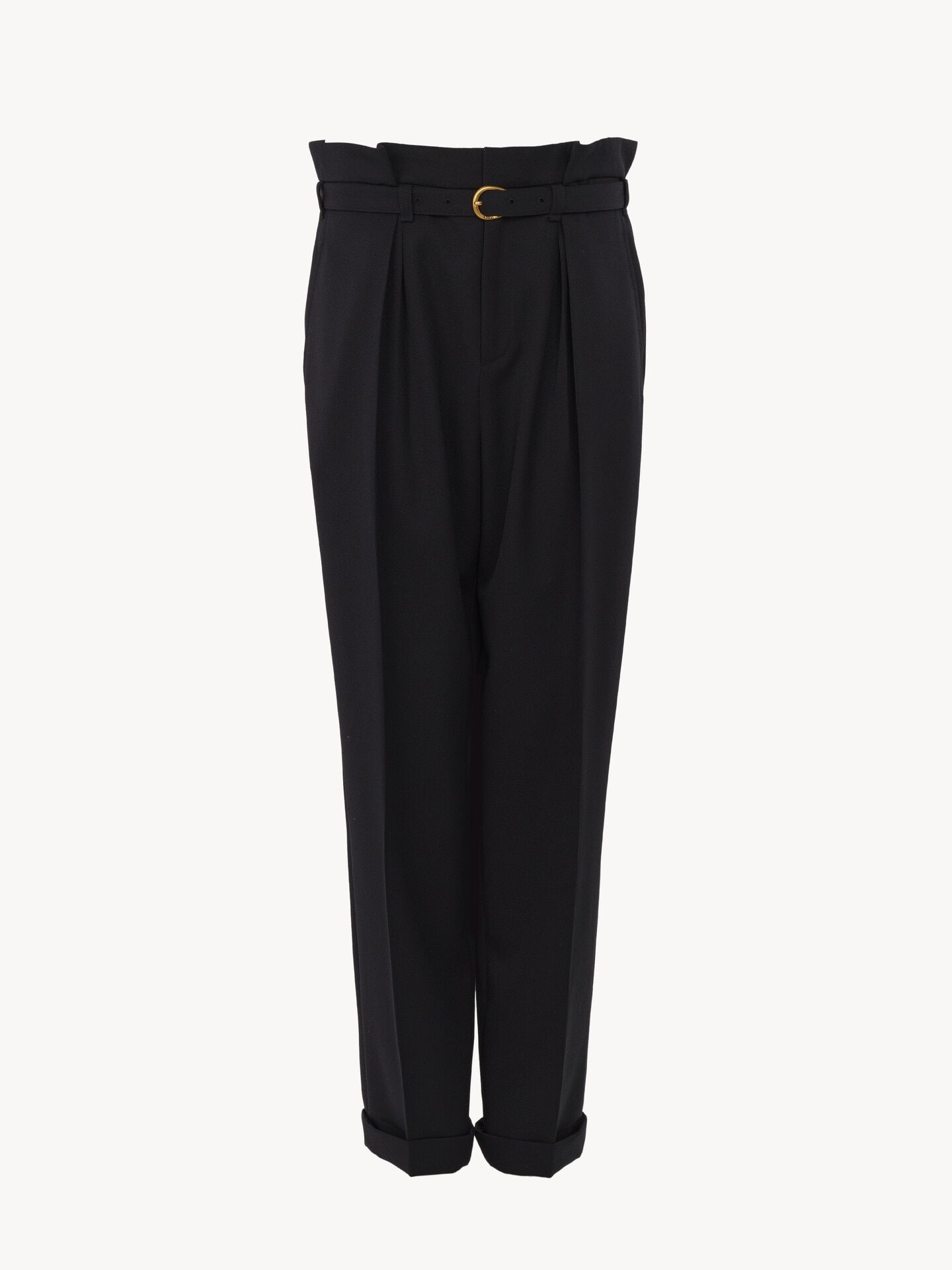 High-rise wide-leg pants in wool grain de poudre - 2.0
