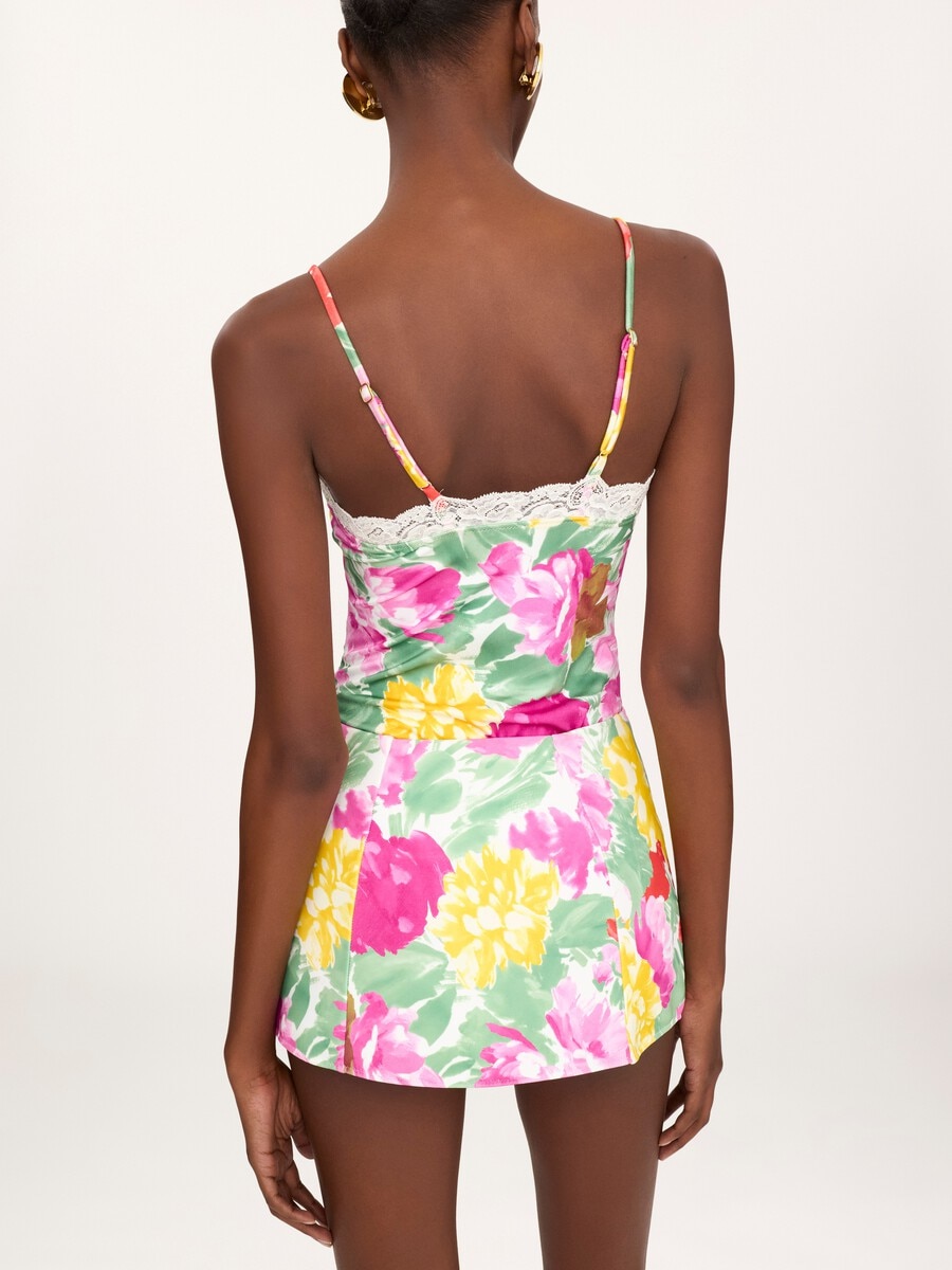 Falda de ba&ntilde;o de talle alto con estampado floral - 5