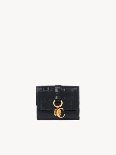 Small Alphabet tri-fold in croco-effect leather - 1