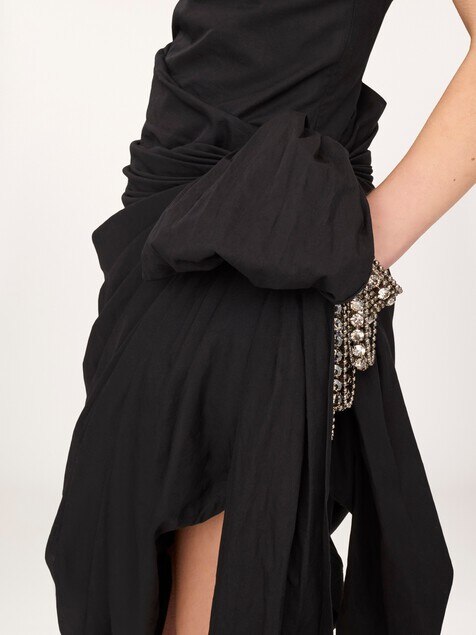 Wrapped halterneck dress in cotton poplin