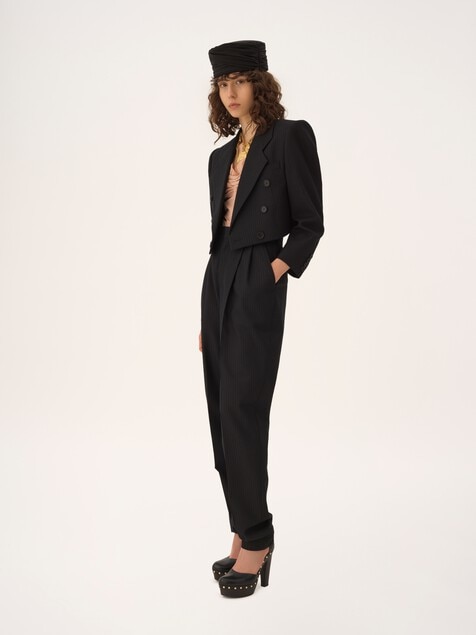 High-rise wide-leg pants in wool