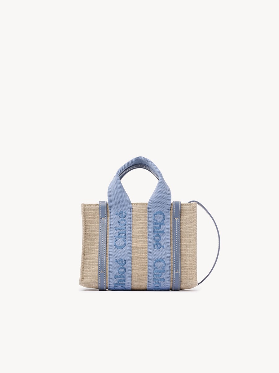 Mini Woody tote bag in linen - 2