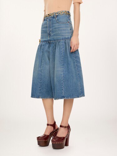 High-rise balloon bermuda shorts in denim - 4