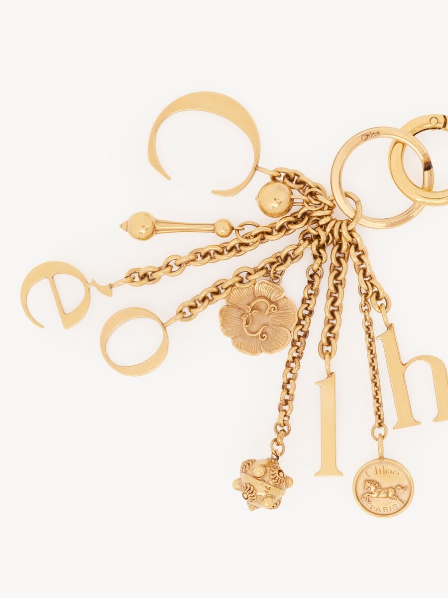 Chlo&eacute; Symbols Logo key ring bag charm in brass - 3