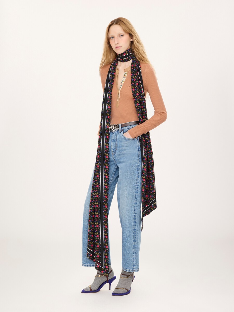 The Chlo&eacute; Folk bandeau scarf in silk cr&ecirc;pe - 4