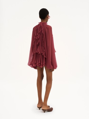 Minivestido capa de muselina de seda - 4