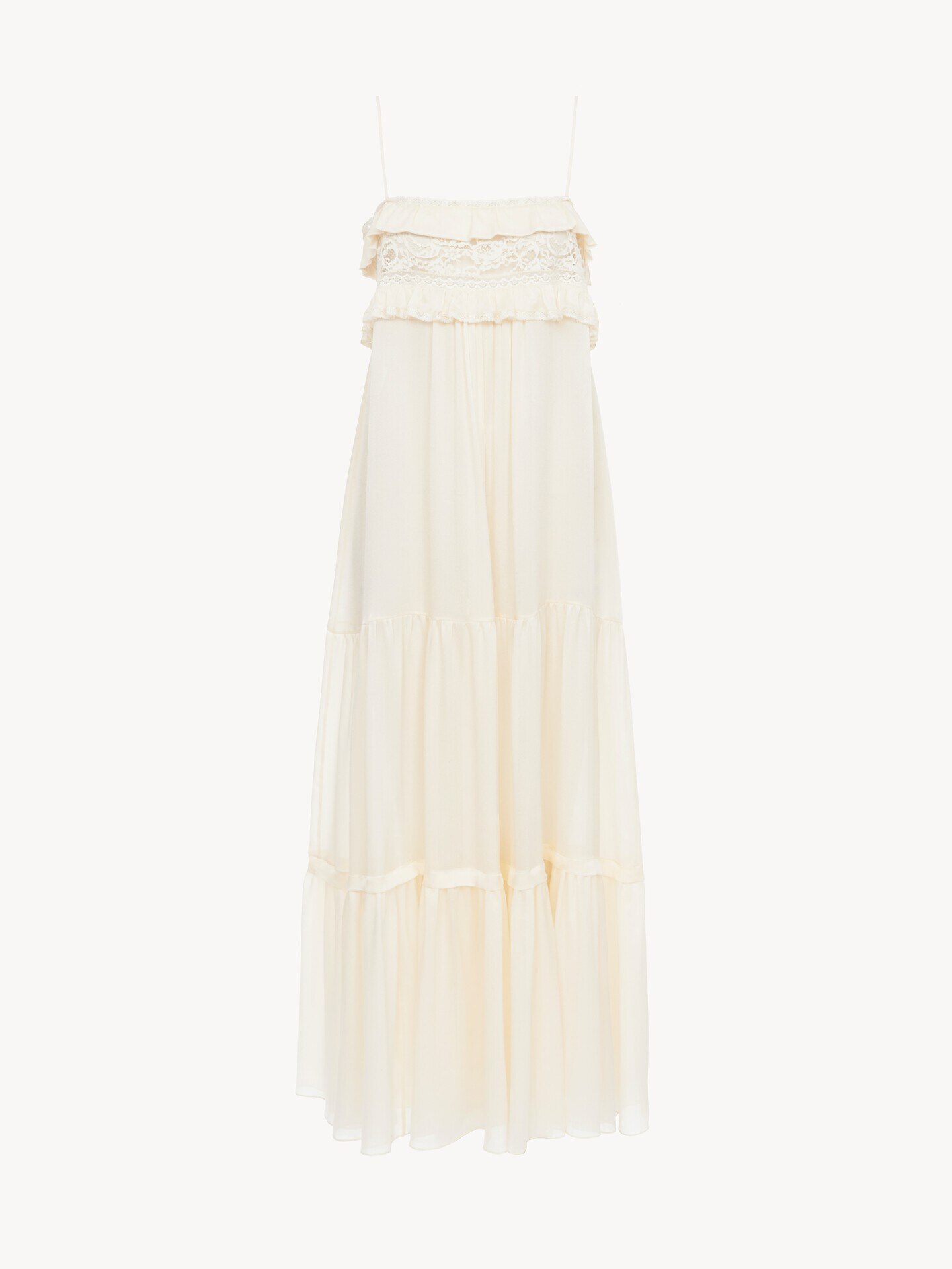 Sleeveless long dress in silk charmeuse - 2.0