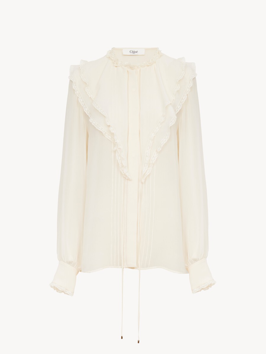 Ruffled blouse in silk georgette - 1