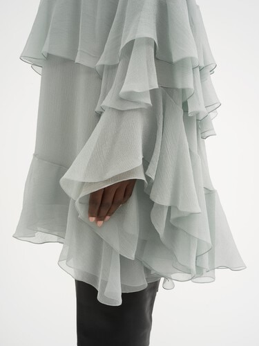 Mini ruffled dress in silk mousseline - 7