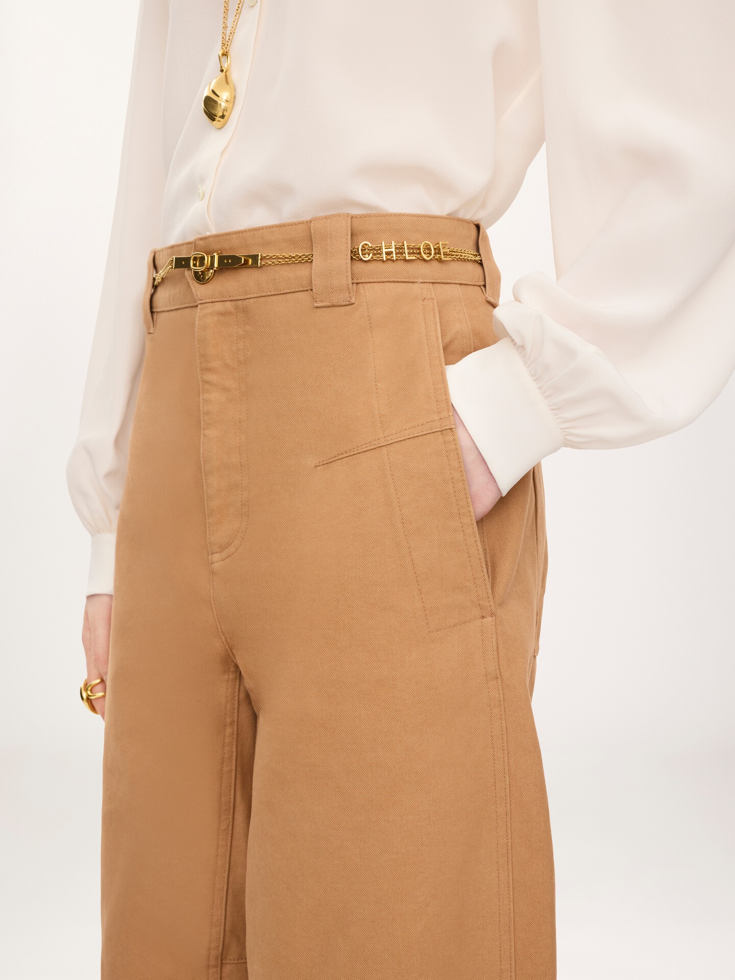 Barrel pants in cotton canvas - 5.0